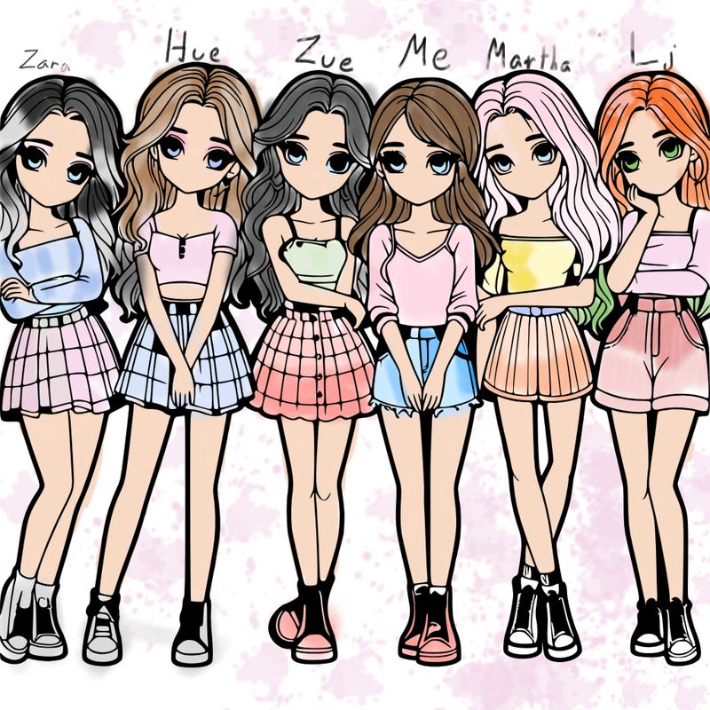 a group of girls realistic