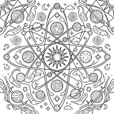 Blast off into a world of color with this captivating Kaleidoscope Planets coloring page! Designed for kids aged 4-8, it features a symmetrical cosmic scene brimming with planets, stars, and celestial wonders.