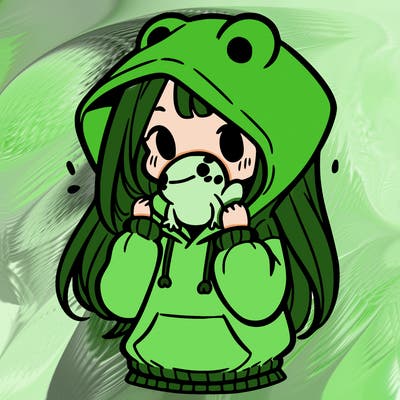 a girl holding a froggy hoodie