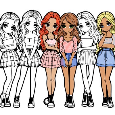 a group of girls realistic