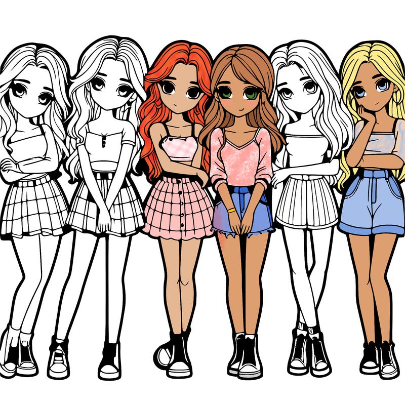 a group of girls realistic
