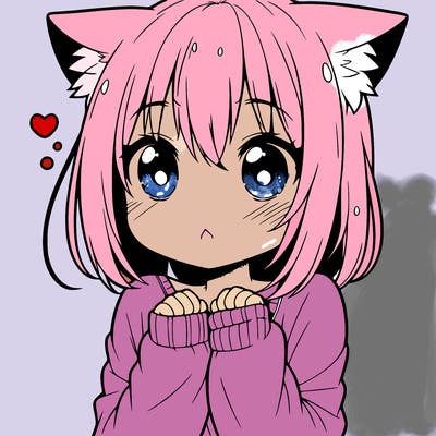 shy anime catgirl