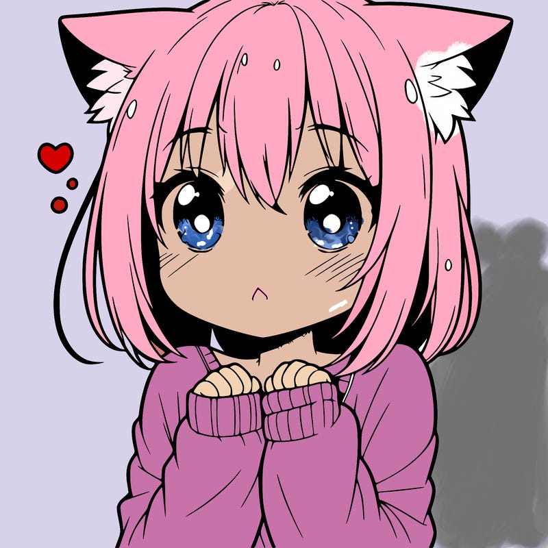 shy anime catgirl