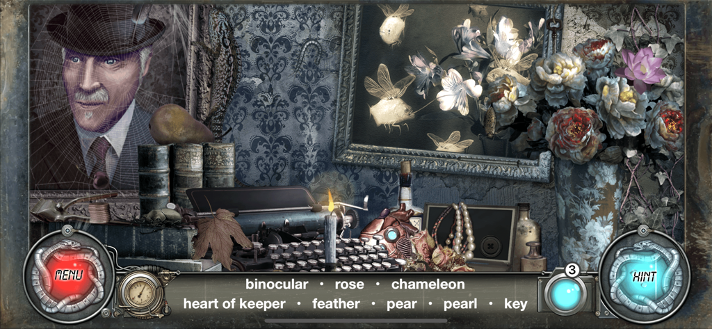Time Trap: Hidden Object Games - A hidden object game scene featuring a vintage typewriter portrait and list of items to find