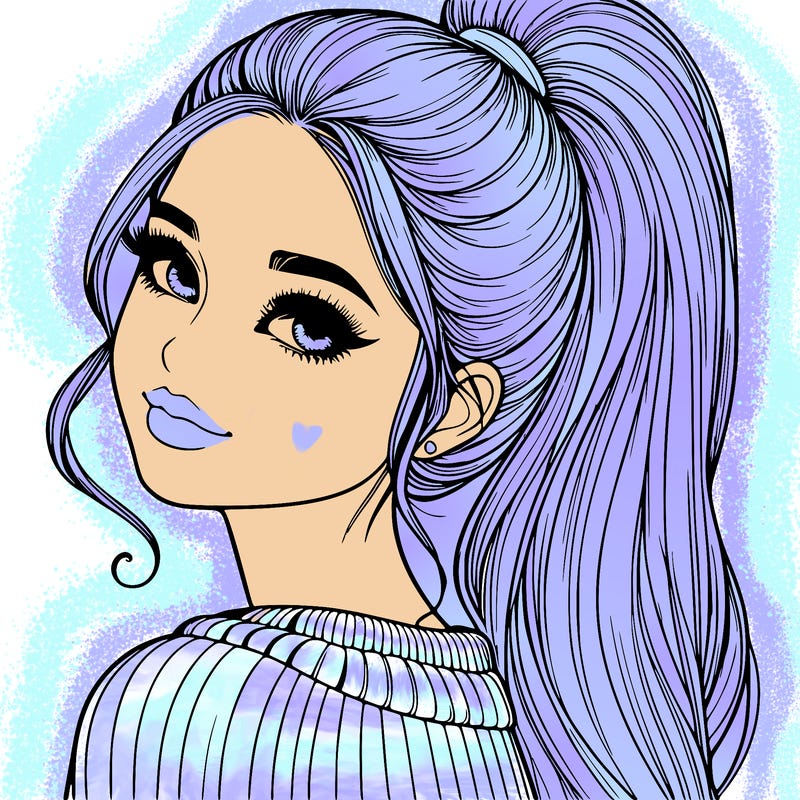 beautiful realistic girl with high ponytail