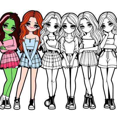 a group of girls realistic