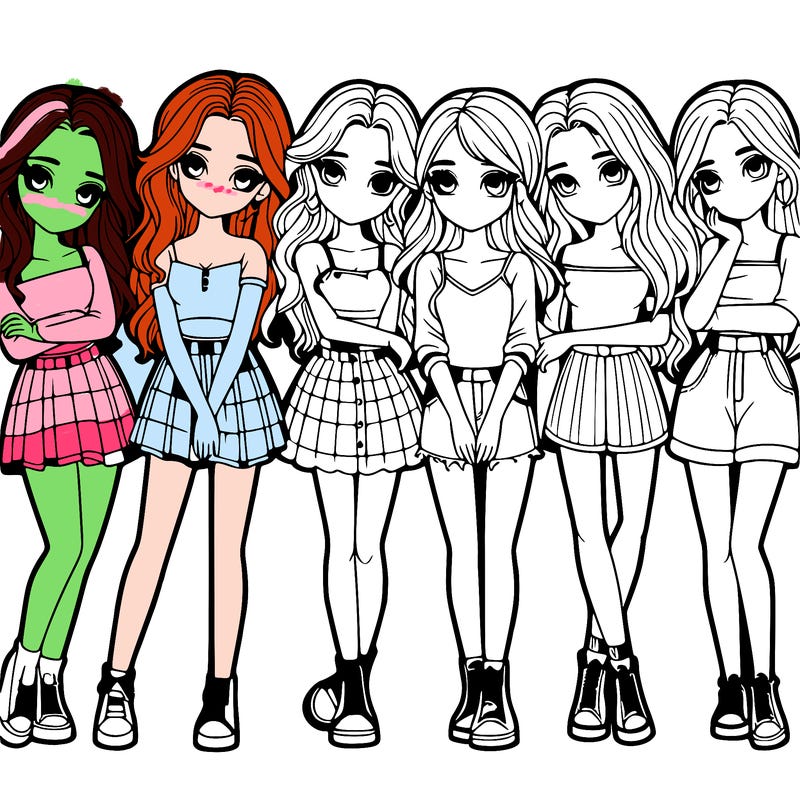 a group of girls realistic