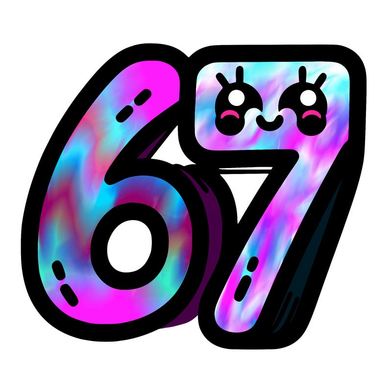 the numbers 67