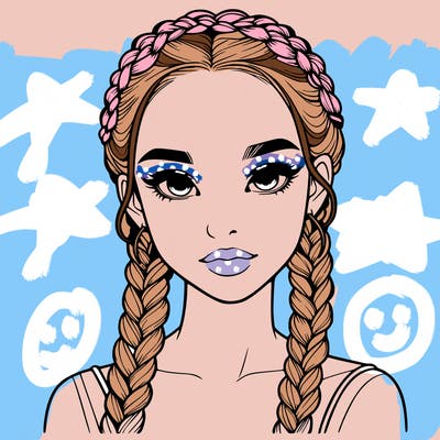 realistic girl with braids
