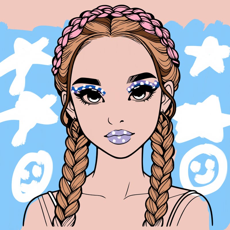 realistic girl with braids