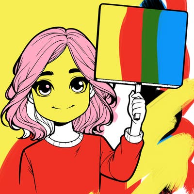 realistic girl holding up a sign