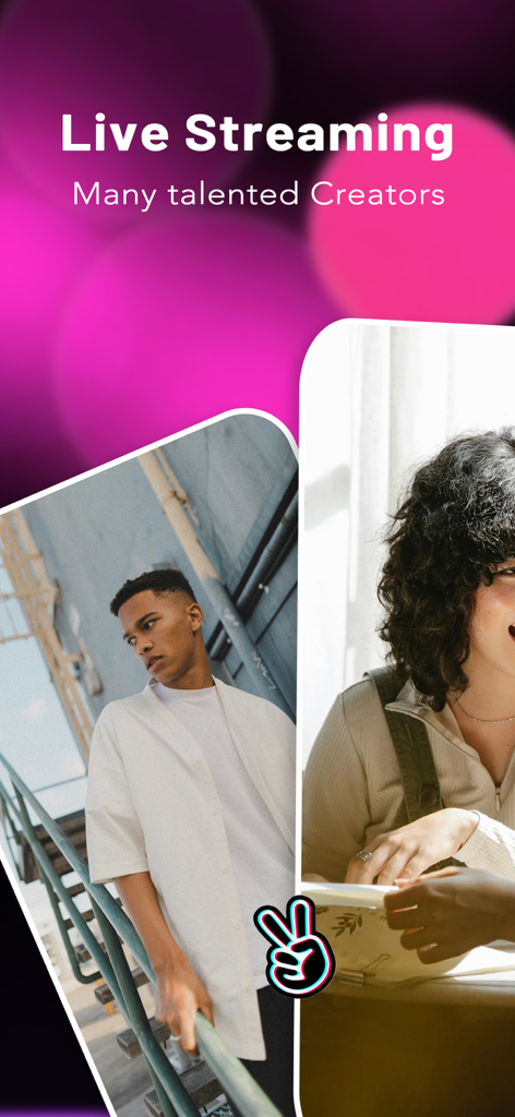 LiveMe app promotional screen showcasing talented creators and live streaming features