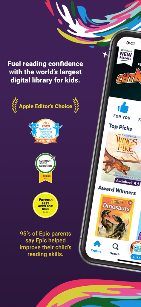 Epic - Kids' Books & Reading - Application de lecture épique pour enfants présentant des récompenses et une collection de livres pour enfants