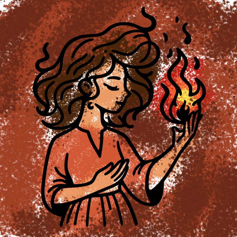 woman with fire