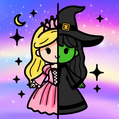 split princess and witch