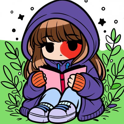 girl in oversized hoodie reading a book