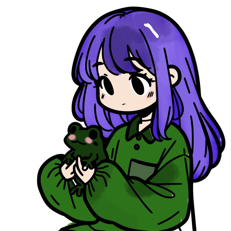 girl with long hair and a oversized shirt. and she is holding a frog