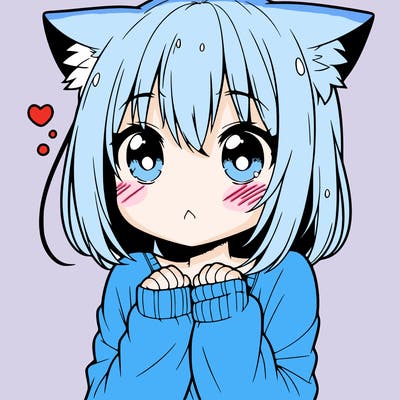 shy anime catgirl