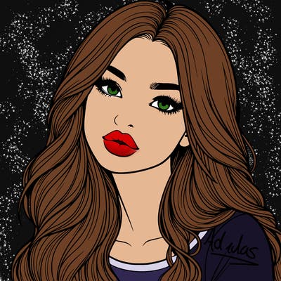 realistic girl with hair on her hair and lips