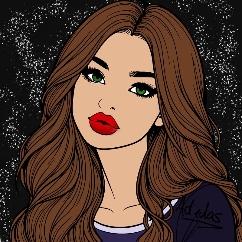 realistic girl with hair on her hair and lips