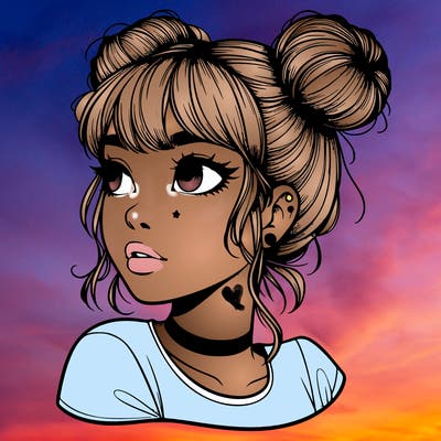 realistic girl with spacebuns
