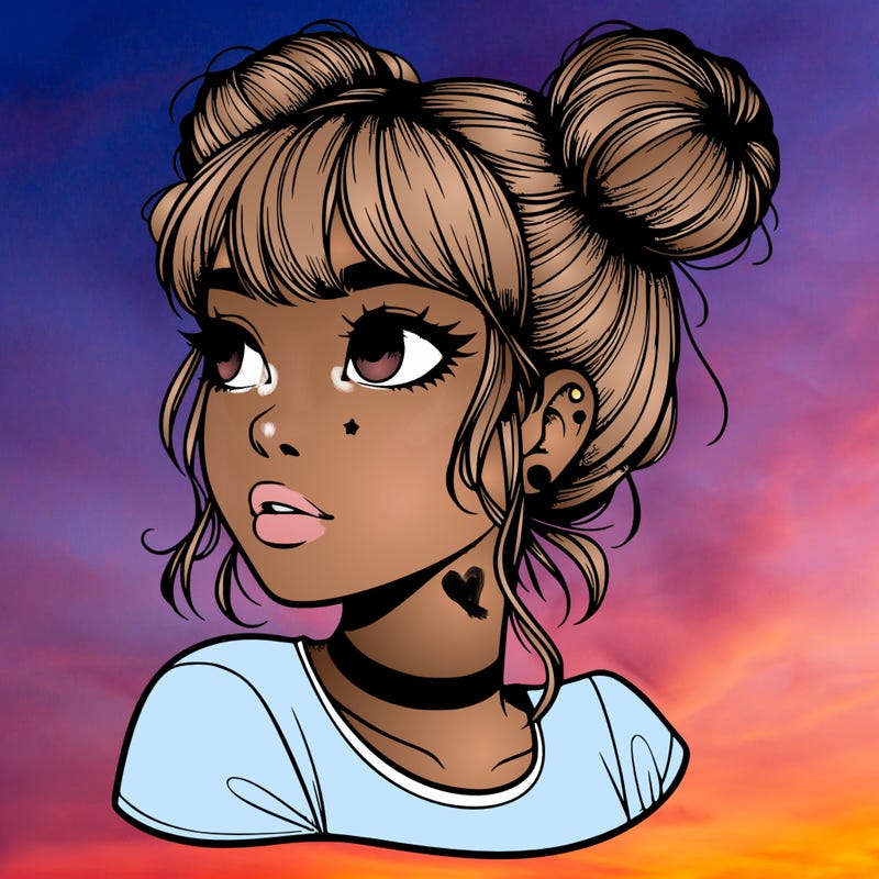 realistic girl with spacebuns