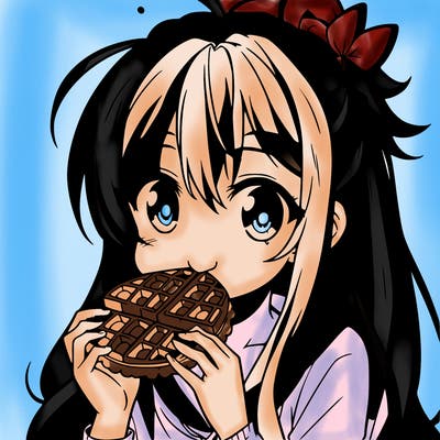 anime eating waffle