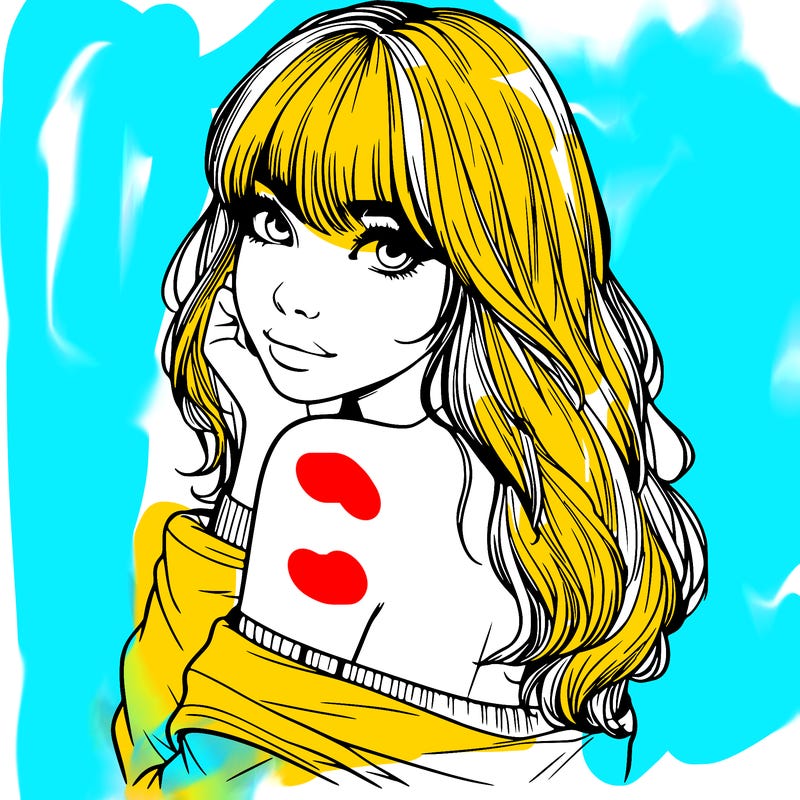 realistic girl with bangs looking over her shoulder