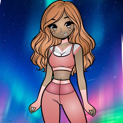 girl in crop top and yoga pants with long hair