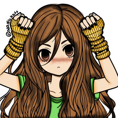 long haired girl with fingerless gloves