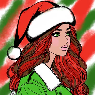 realistic girl in santa hat