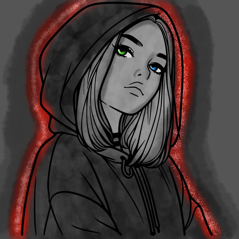 a realistic girl in a hoodie