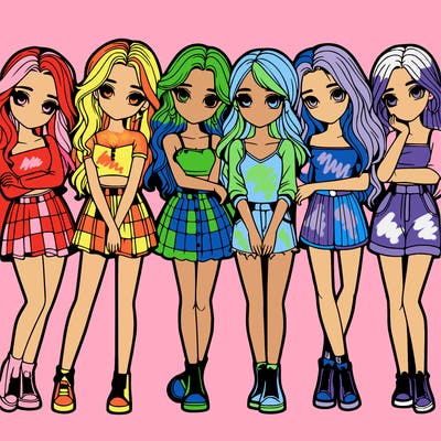 a group of girls realistic