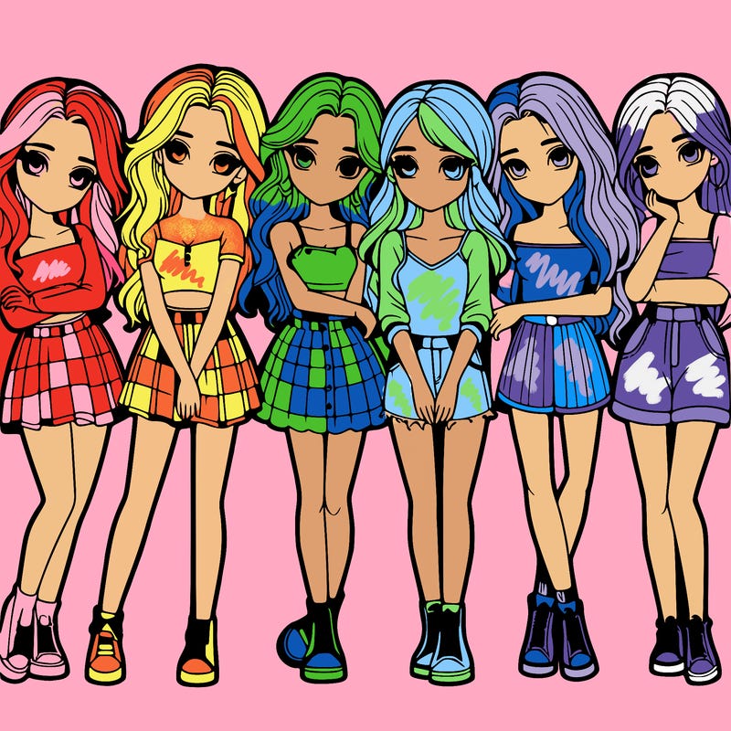 a group of girls realistic