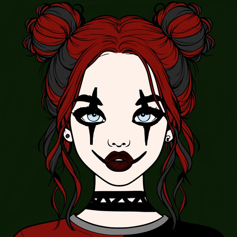 realistic girl with two buns in hair and lips