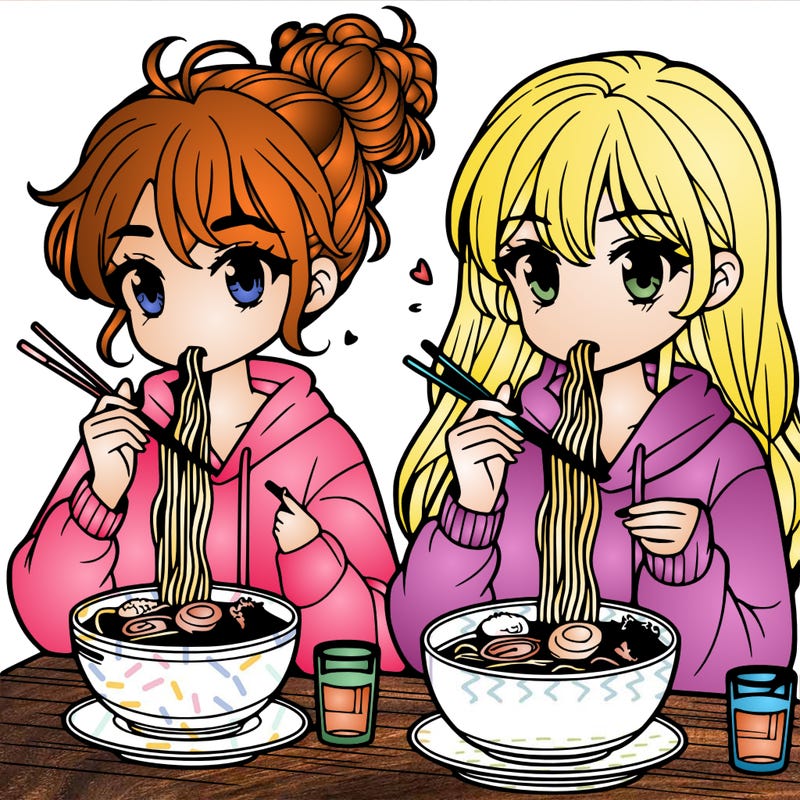 girls eating ramen