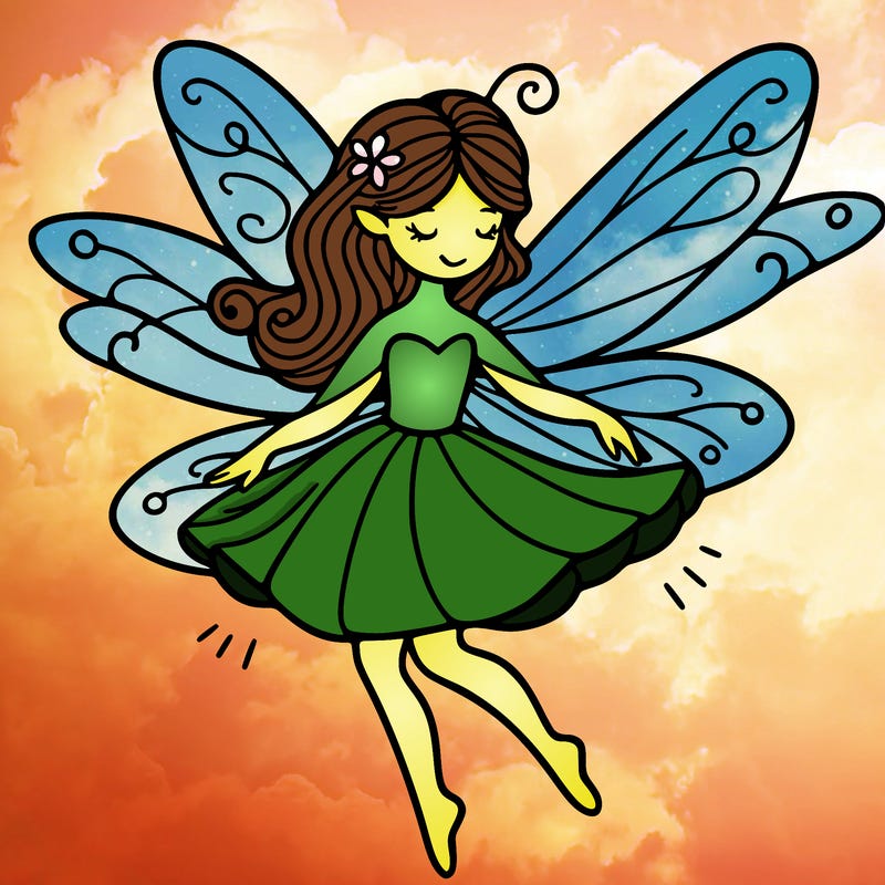 create a fairy with wings flying