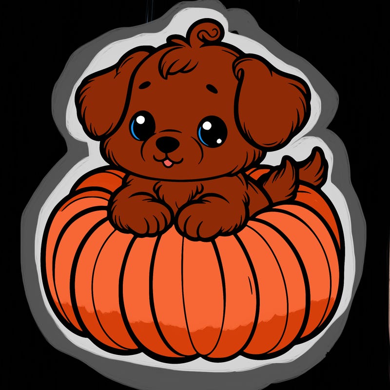 cute little puppy in a pumpkin