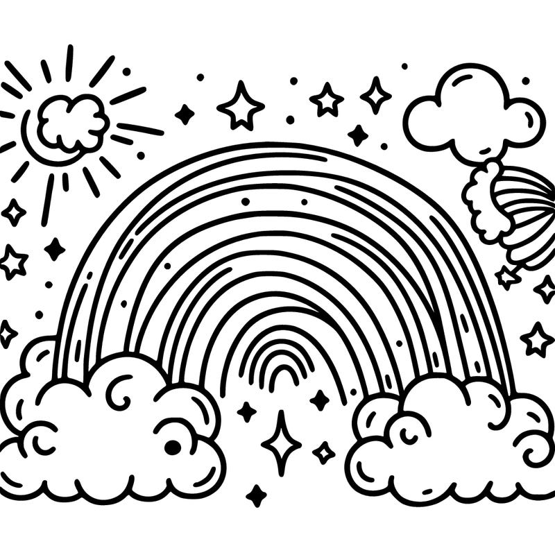 rainbow with magical clouds