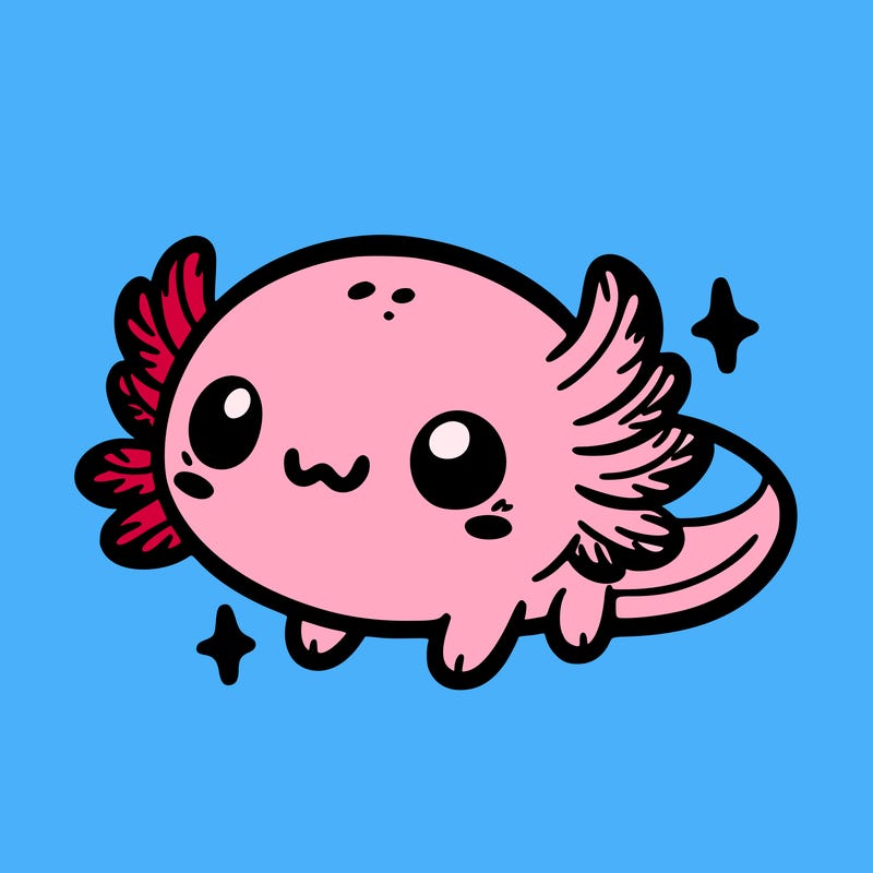 cute easy baby axolotl