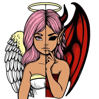 realistic angel half demon