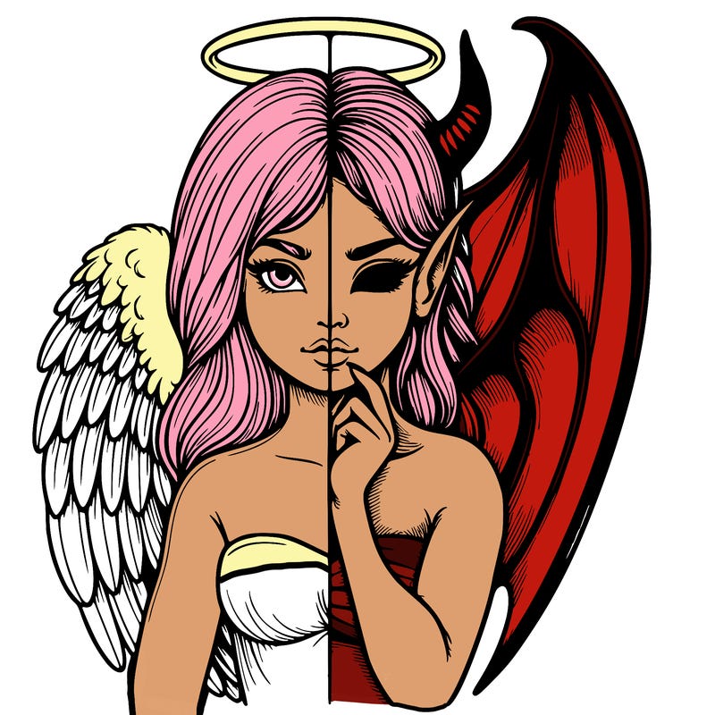 realistic angel half demon