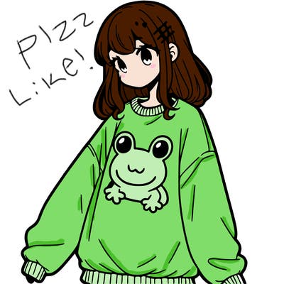 girl wearing frogging sweatshirt