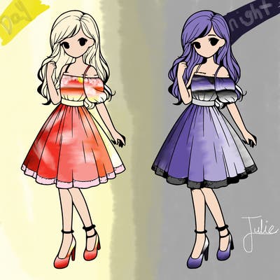 realistic girl in dress