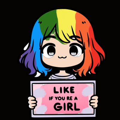 a cute girl holding a sign that says like if you’re a girl