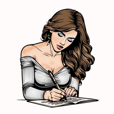 realistic female writing poetry