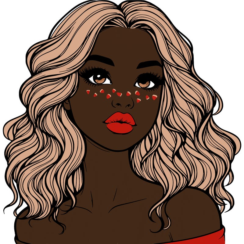 realistic girl with wavy hair and lips