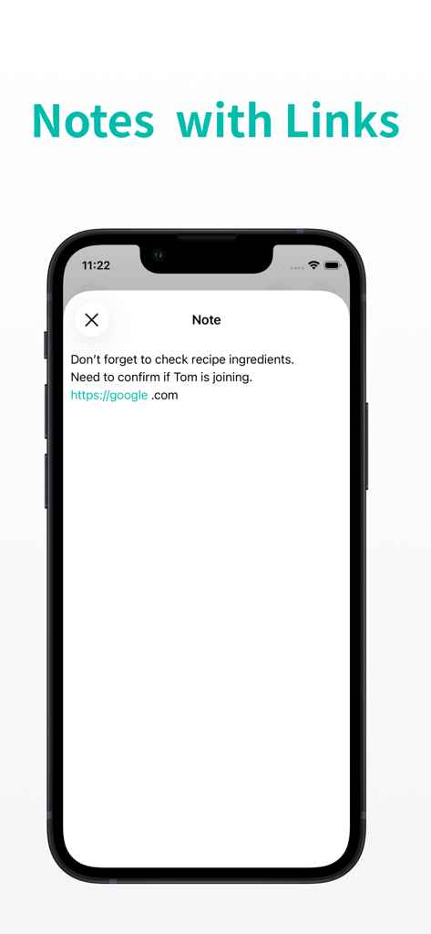 Minimalist task note showing text and a clickable website link