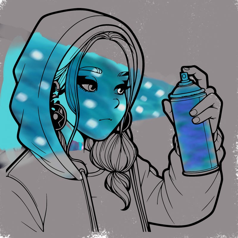 a realistic girl, spray painting