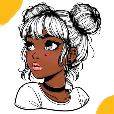 realistic girl with spacebuns